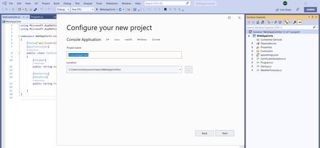 Creating a .NET 5 client to call an API protected by certificates